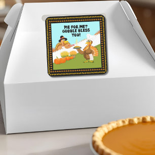 Gobble Bless You Funny Turkey's Friendsgiving Square Sticker