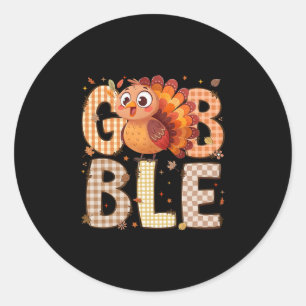 Gobble Coquette Turkey Happy Thanksgiving Day Men Classic Round Sticker