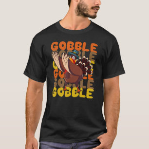 Gobble Dabbing Turkey Thanksgiving Day Pilgrim Boy T-Shirt
