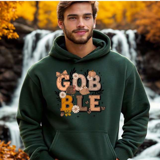 Gobble Fall Holiday Fall Boho Thanksgiving Hoodie (Creator Uploaded)
