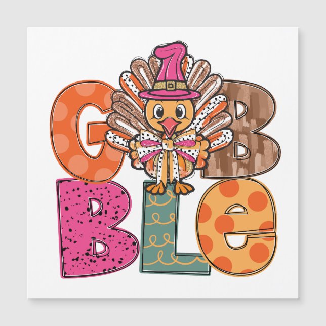 Gobble Funny Thanksgiving Turkey Dinner Fun Kids b (Front)