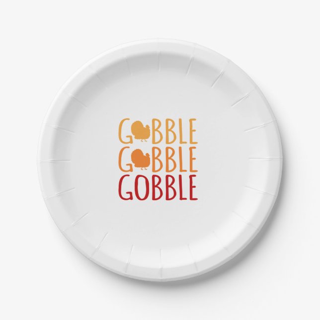 Gobble Funny Thanksgiving Turkey Family Men Women  Paper Plate (Front)
