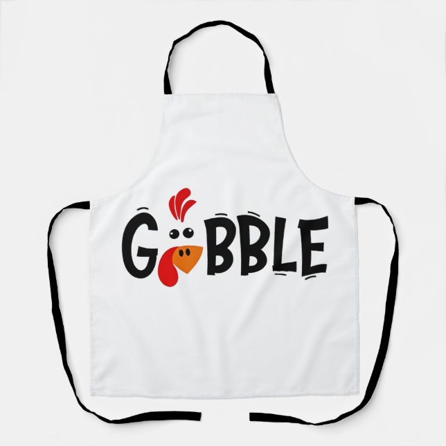 Gobble Funny Thanksgiving Turkey Feast  Apron (Front)