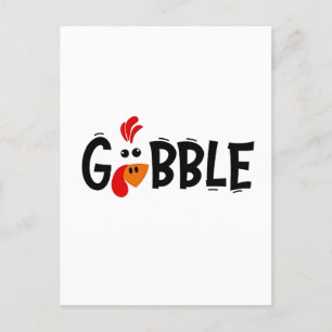 Gobble Funny Thanksgiving Turkey Feast  Invitation Postcard