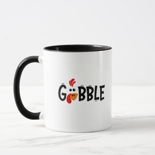 Gobble Funny Thanksgiving Turkey Feast  Mug (Left)