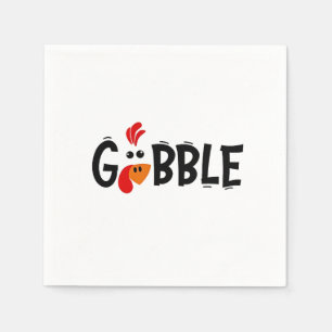 Gobble Funny Thanksgiving Turkey Feast Napkin