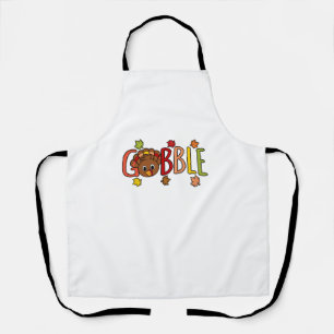 Gobble Funny Turkey Thanksgiving Family Men Women Apron