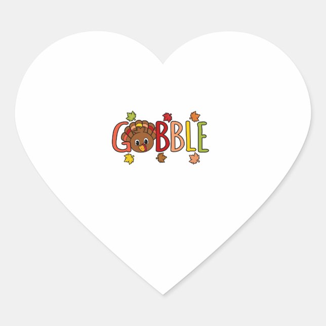 Gobble Funny Turkey Thanksgiving Family Men Women  Heart Sticker (Front)