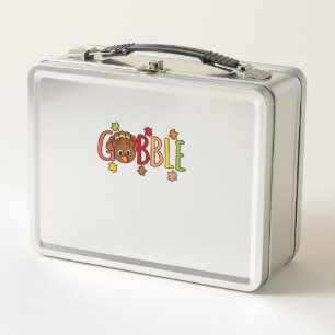 Gobble Funny Turkey Thanksgiving Family Men Women  Metal Lunch Box
