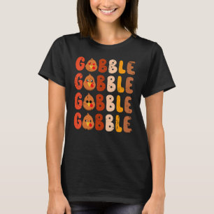 Gobble Gobble Cute Turkey Face Thanksgiving T-Shirt