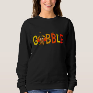 Gobble Gobble Cute Turkey Pilgrim Little Boys Than Sweatshirt