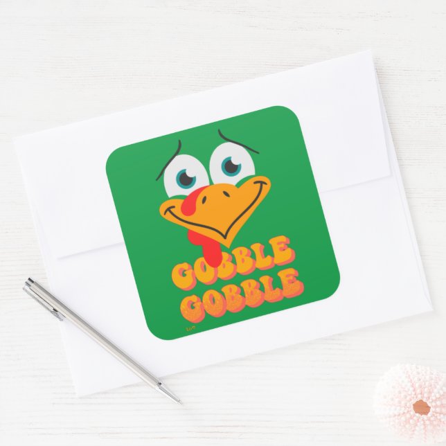 GOBBLE GOBBLE funny thanksgiving Square Sticker (Envelope)