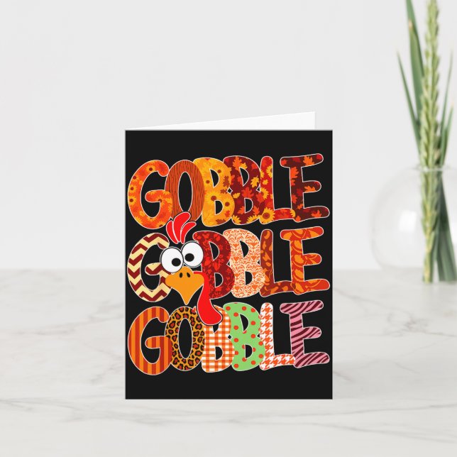Gobble Gobble Funny Turkey Thanksgiving Women Girl Card (Front)