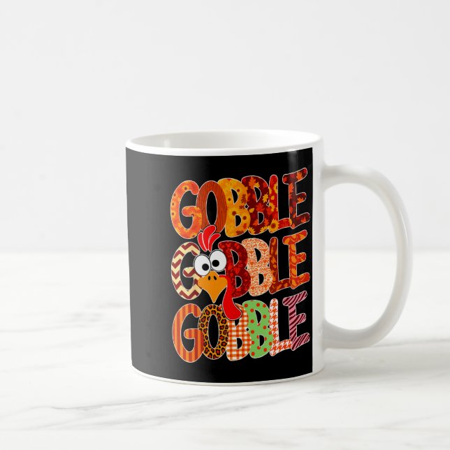 Gobble Gobble Funny Turkey Thanksgiving Women Girl Coffee Mug (Right)