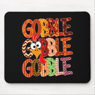 Gobble Gobble Funny Turkey Thanksgiving Women Girl Mouse Pad