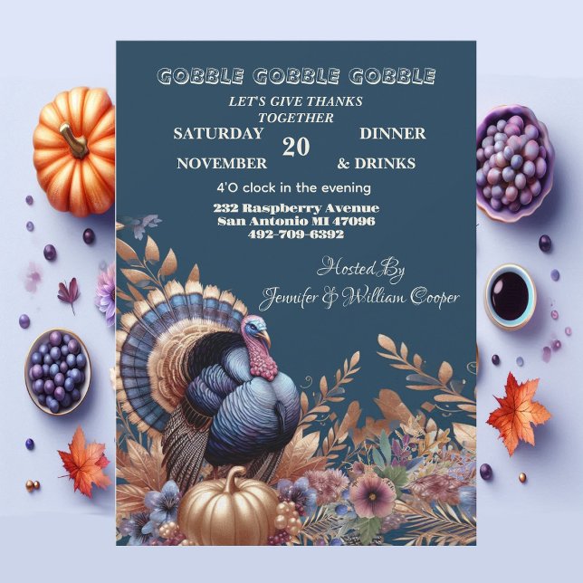 Gobble Gobble Gobble Its Turkey Time Thanksgiving  Invitation (Gobble Gobble Gobble Its Turkey Time Thanksgiving Invitation)