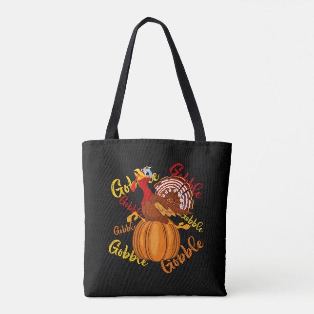 Gobble Gobble Gobble Pumpkin-16194 Tote Bag (Back)