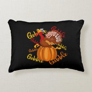 Gobble Gobble Gobble Pumpkin Decorative Cushion