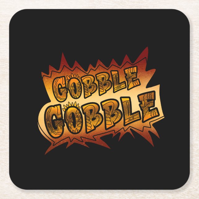 Gobble Gobble Graffiti Paper  Square Paper Coaster (Front)