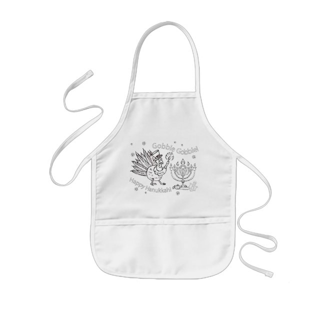 Gobble Gobble Hanukkah Kids Apron (Front)