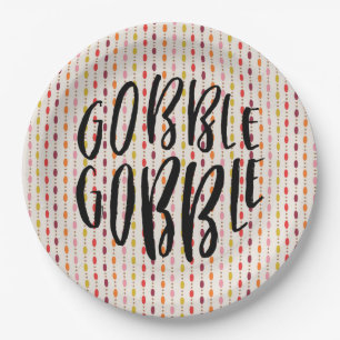 Gobble Gobble Multi Oval Dots - Paper plate