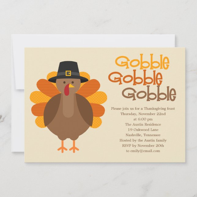 Gobble Gobble Thanksgiving Party Invitation (Front)