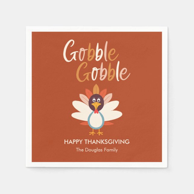 Gobble Gobble Thanksgiving Party Napkins (Front)