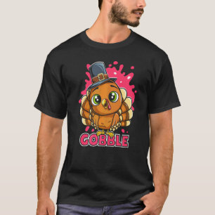 Gobble Gobble Thanksgiving Pilgrim Childrens T-Shirt