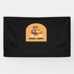 Gobble, Gobble Thanksgiving Turkey with Pumpkin Cl Banner