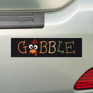 Gobble Gobble Till You Wobble Funny Thanksgiving Bumper Sticker