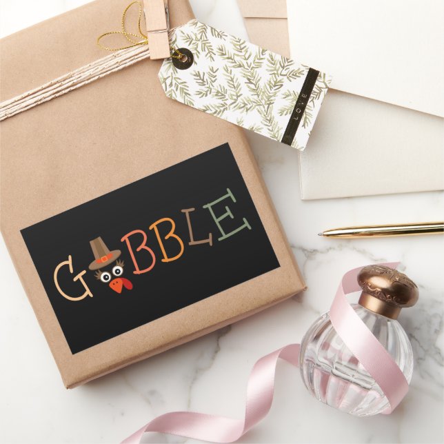 Gobble Gobble Till You Wobble Funny Thanksgiving Rectangular Sticker (Gifting)