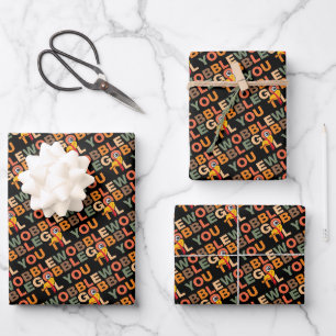 Gobble Gobble Till You Wobble Funny Thanksgiving Wrapping Paper Sheet