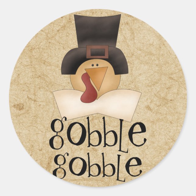Gobble Gobble Turkey Classic Round Sticker (Front)