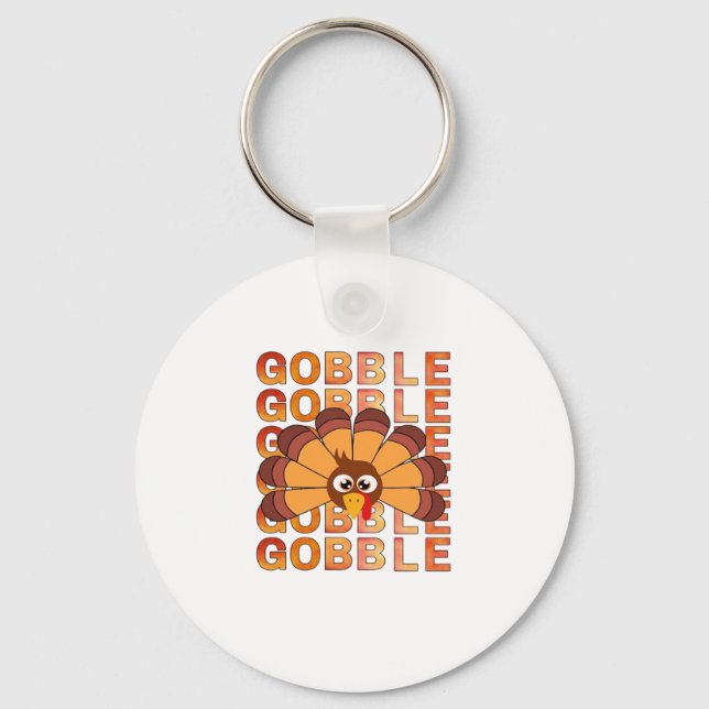 Gobble gobble turkey t-shirt, fall, autumn tee Ess Key Ring (Front)