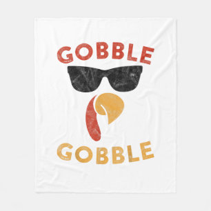 Gobble Gobble Turkey Thanksgiving Day Gifts Vintag Fleece Blanket