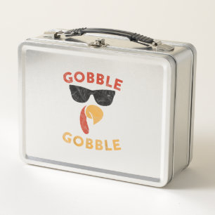 Gobble Gobble Turkey Thanksgiving Day Gifts Vintag Metal Lunch Box