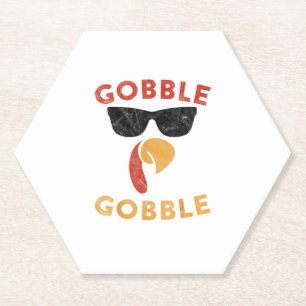 Gobble Gobble Turkey Thanksgiving Day Gifts Vintag Paper Coaster