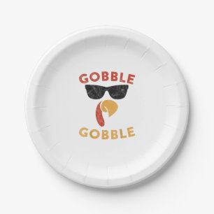 Gobble Gobble Turkey Thanksgiving Day Gifts Vintag Paper Plate