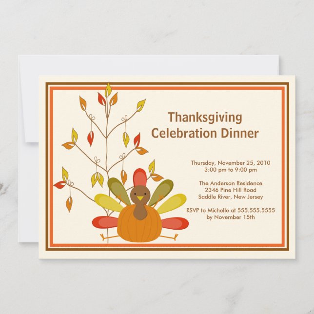Gobble Gobble Turkey Thanksgiving Invitations (Front)