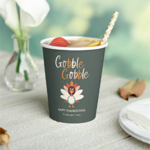 Gobble Gobble Turkey Thanksgiving Party Paper Cup
