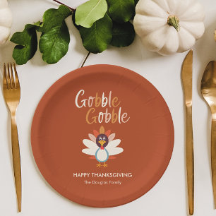 Gobble Gobble Turkey Thanksgiving Party Plates