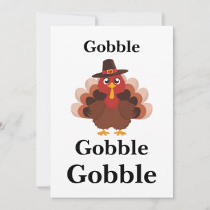 Gobble Happy Thanksgiving Cute Turkey Minimalistic Holiday Card