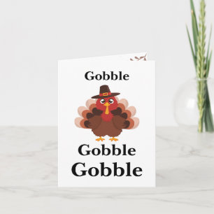 Gobble Happy Thanksgiving Cute Turkey Minimalistic Holiday Card
