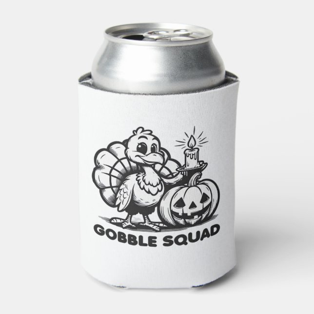 Gobble Squad  Funny Thanksgiving Turkey Design  Fa Can Cooler (Can Front)
