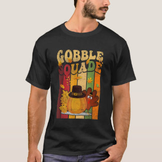 Gobble Squad Pumpkin Leaf Thanksgiving Day Men Wom T-Shirt