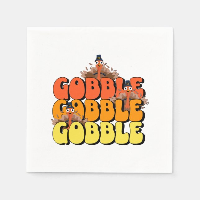 Gobble Thanksgiving Turkey Napkin (Front)
