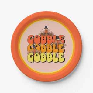 Gobble Thanksgiving Turkey Paper Plate