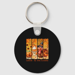 Gobble Til You Wobble Funny Thanksgiving Turkey Pu Key Ring