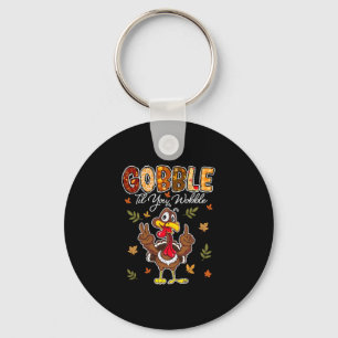 Gobble Til You Wobble Turkey Key Ring