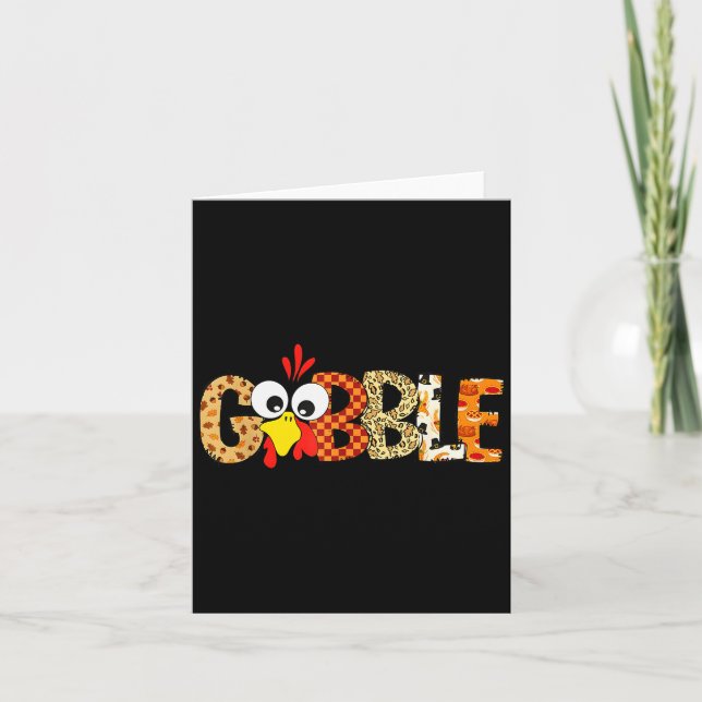 Gobble Till You Wobble Cool Turkey Thanksgiving Go Card (Front)